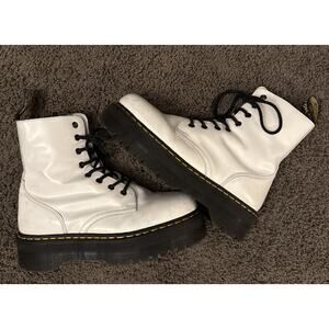 Doc Dr Martens Jadon Womens Size 10 Lace Up Side Zip Platform Boots White